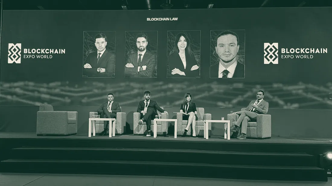 Av. Onur Çalışıcı on the blockchain law panel at Blockchain Expo World, Istanbul, July 2024
